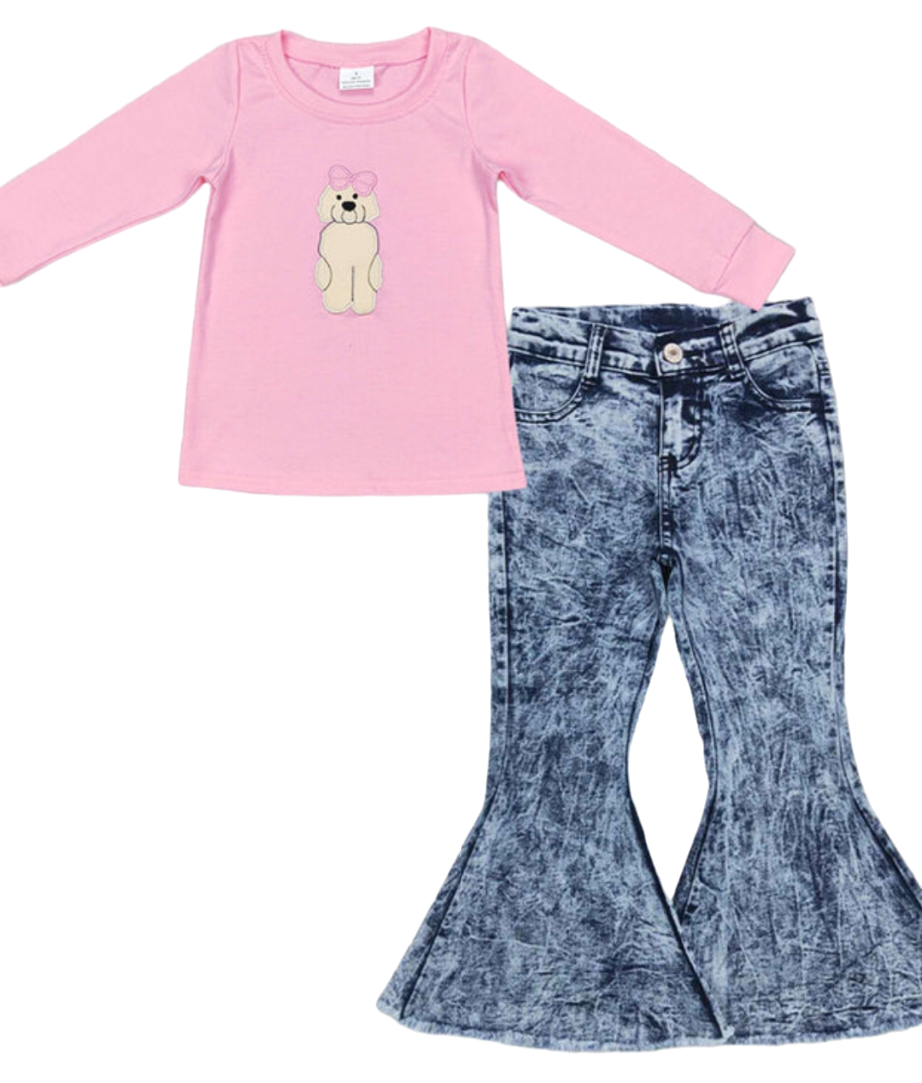 Dog Flared Jean Set